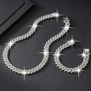 2-Pack Cuban Necklace & Bracelet Set, Hip-Hop Style Jewelry Set, Fashion Cuban Chain with Dragon Beard Buckle Design (14mm Necklace), Ideal for Parties, Gatherings, Christmas & Halloween Gifts
