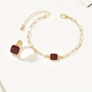 Lxalry Handmade Gold Electroplated Stackable Jewelry Set Adjustable Bracelet Ring Duo for Everyday Elegance Evening Fashionable