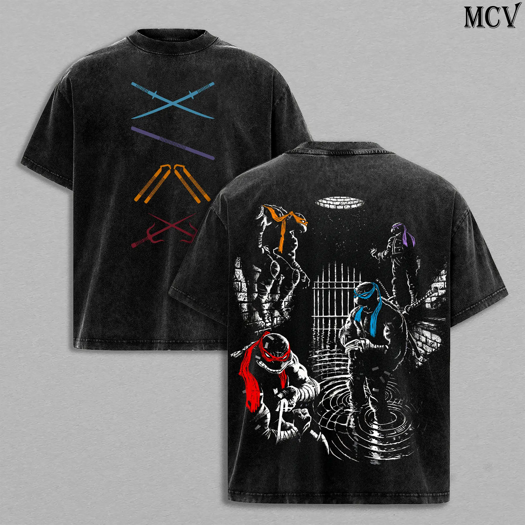 Teenage Mutant Ninja Turtles Retro Vintage Limited Edition Raven Wash Tee Menswear Clothes 100% Premium Cotton Soft Top Classic  Apparel