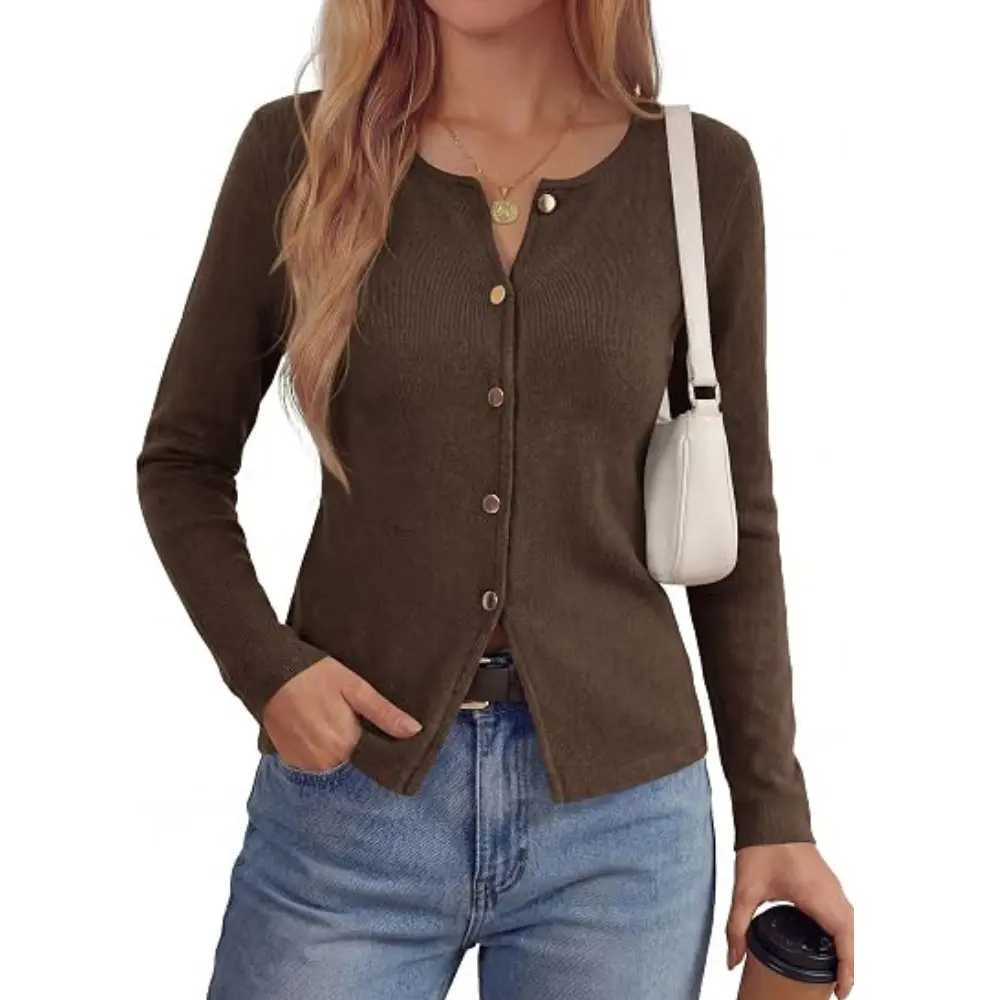 PRETTYGARDEN Button Up Cardigan Sweaters for Women | Slim Fitted Knitwear,Long Sleeve Lightweight Knit Cardigans,Business Casual Outfits Work Tops,Layering Piece for Fall&Winter#SohoChic