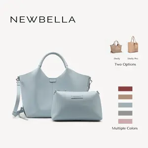 NEWBELLA Shelly Line Women's 2-Piece Top Handle Tote Set, Minimalist Waterproof PU Leather, Plain Beige, Large Capacity with Magnetic Closure, Retro Everyday Style, Fall Casual Luxury Accessory, Spring & Summer Ready