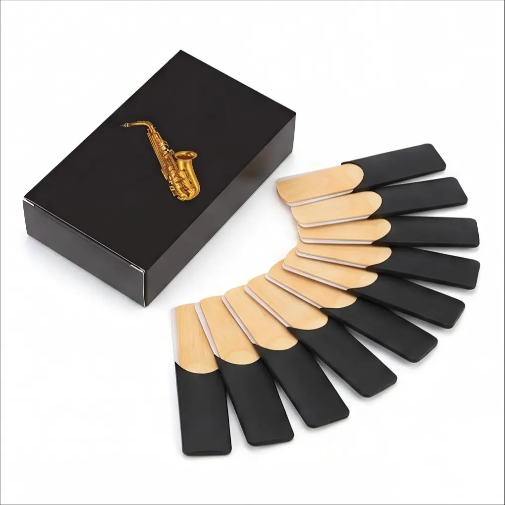 Eb Alto Saxophone Reeds Strength 2.0, Traditional Natural Cane Reeds for Beginners & Students, Easy to Play Woodwind Accessories for School Bands & Daily Practice, 10 Pack, Protective Sleeves