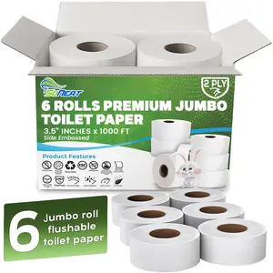 Commercial toilet paper - Jumbo toilet paper rolls -6,000 FT Industrial 2-Ply 9” Bulk Large Roll for Standard Jumbo Dispenser -100% Recycled Fibers-Soft and Absorbent Bathroom Tissue -6 Roll Case Pack
