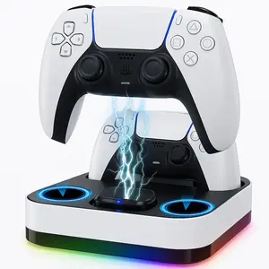 Revive Your Controller This Easter! PS5 Dual Controller Charging Dock with RGB Lights – Fast Charge for 2 Controllers, Always Ready to Play Protection Compact controller grips