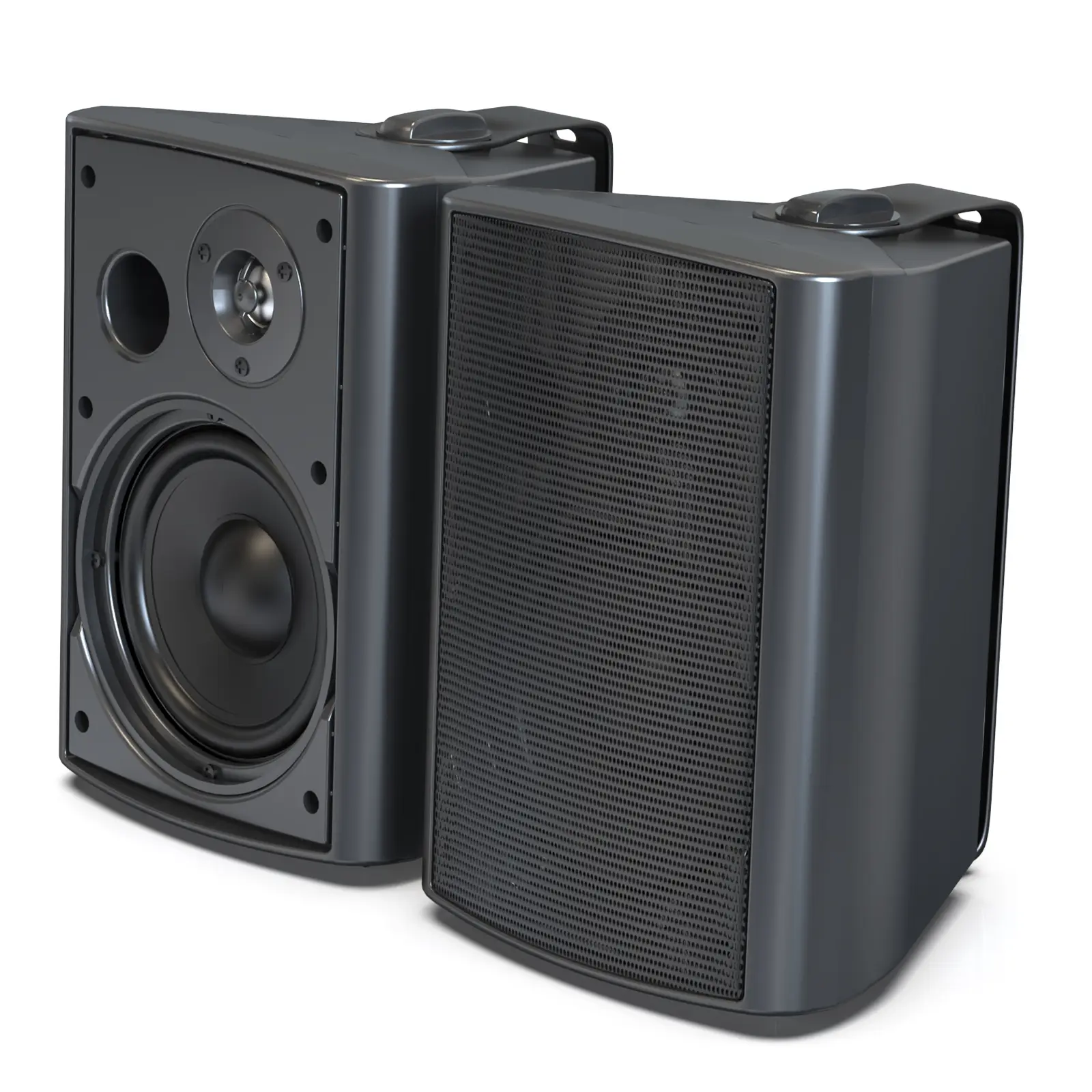 Herdio 4-Inch 200W Waterproof Built-in Bluetooth Bass Speakers (Black/White Pair) - Wired, Stainless Steel Build, High Output, Mobile Outdoor Speakers for Patios, Home Theaters, Built-In Bluetooth Speakers