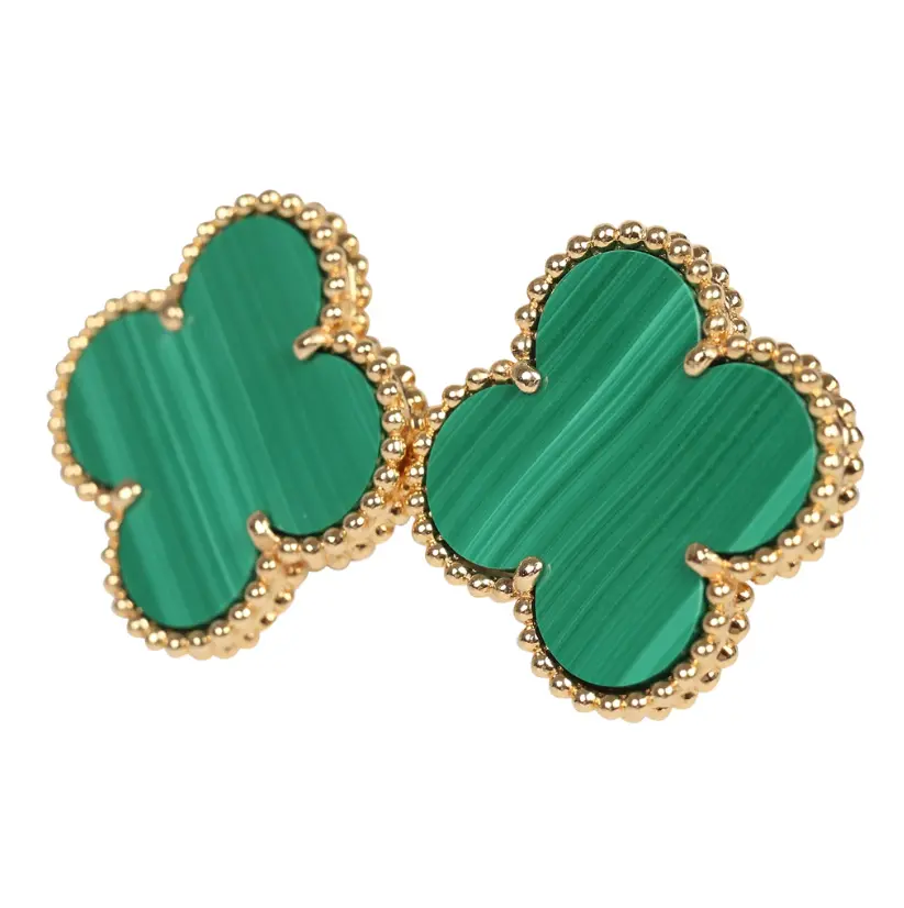 Pre-owned Van Cleef & Arpels Magic Alhambra earrings 18K yellow gold, Malachite