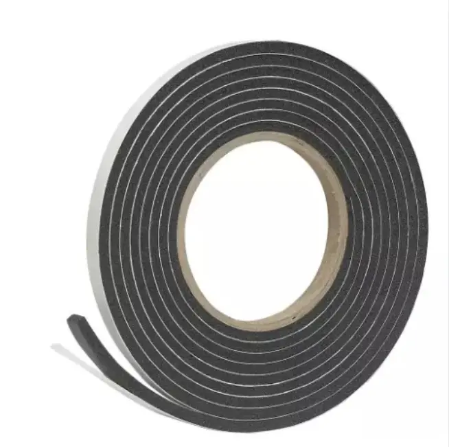 Black High-Density Rubber Foam Weatherstrip Tape 3/8 in. Width x 3/16 in. Width x 10 ft. Length