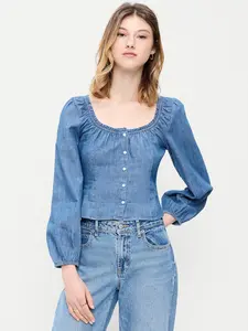 Old Navy Women's Long-Sleeve Button-Down Jean Top