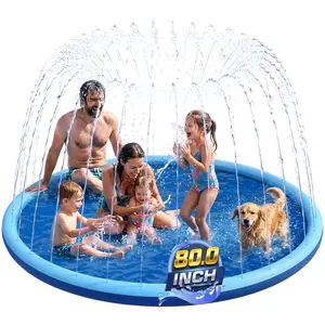 Splash Pad for Kids Ages 4-8, 80" Wide 5mm Thicken Sprinkler Dog Pool, Non-Slip Toddler Outdoor Water Toys for Summer, Backyard Garden Lawn Fountain Play Mat for Parent Kids Baby Pets