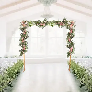 Yellow Adjustable Height Square Arch Stand (3.5ft/6.6ft), Heavy Duty Iron Wedding Backdrop Frame, 11 lbs Load Capacity, DIY with Flowers Balloons, for Wedding, Birthday, Baby Shower, Graduation Party, Garden, Indoor/Outdoor Use
