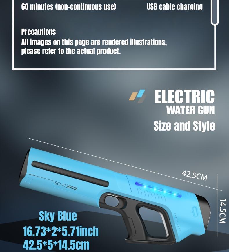 Auto-Fill Electric Water Gun, Pulse Jet Squirt Gun with LED Light Show, 40ft Long Range Rapid-Fire Water Blaster, USB Rechargeable Large Tank Waterguns for Kids & Adults, Adult Water Gun for Pool Beach Backyard