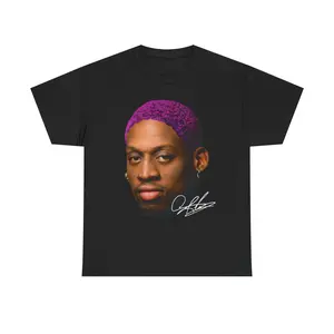 Dennis Rodman Graphic Shirt, RnB Vintage, Streetwear Hip-Hop, Retro T-Shirt, Casual Classic Heavy Cotton Tee