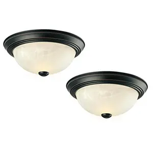 DHI 587519 11 in. 2 Light Ceiling Mount Light, Oil Rubbed Bronze - Pack of 2
