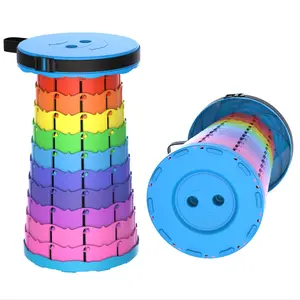 Portable Telescoping Stool ,Retractable More Sturdy Capacity 440Ib,Collapsible Adjustable Folding Stool for Camping Hiking Mountain Garden BBQ