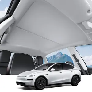 BASENOR 2025 2026 Tesla Model Y Juniper Accessories Sunshade Roof [No Gap] [Nano Ice-Crystal] Heat Insulation Foldable Glass Sunroof Cover, UV Protection Sun Shade for Model Y Juniper Launch Gray