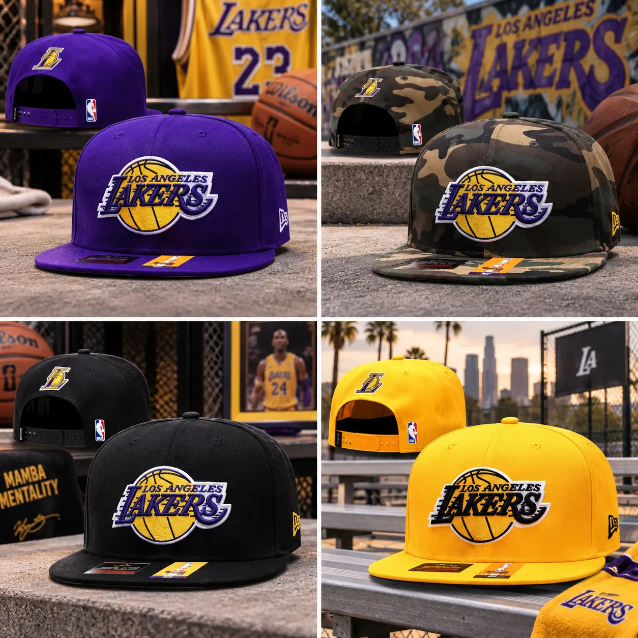 [HOT 2026] Los Angeles Lakers Snapback Hat | Classic Basketball Team Logo | Adjustable Flat Brim Cap | Unisex Sports Streetwear Hat