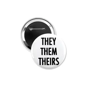 1 Pack - LGBTQ+ My Preferred Pronouns Pinback Button - 3 Inch