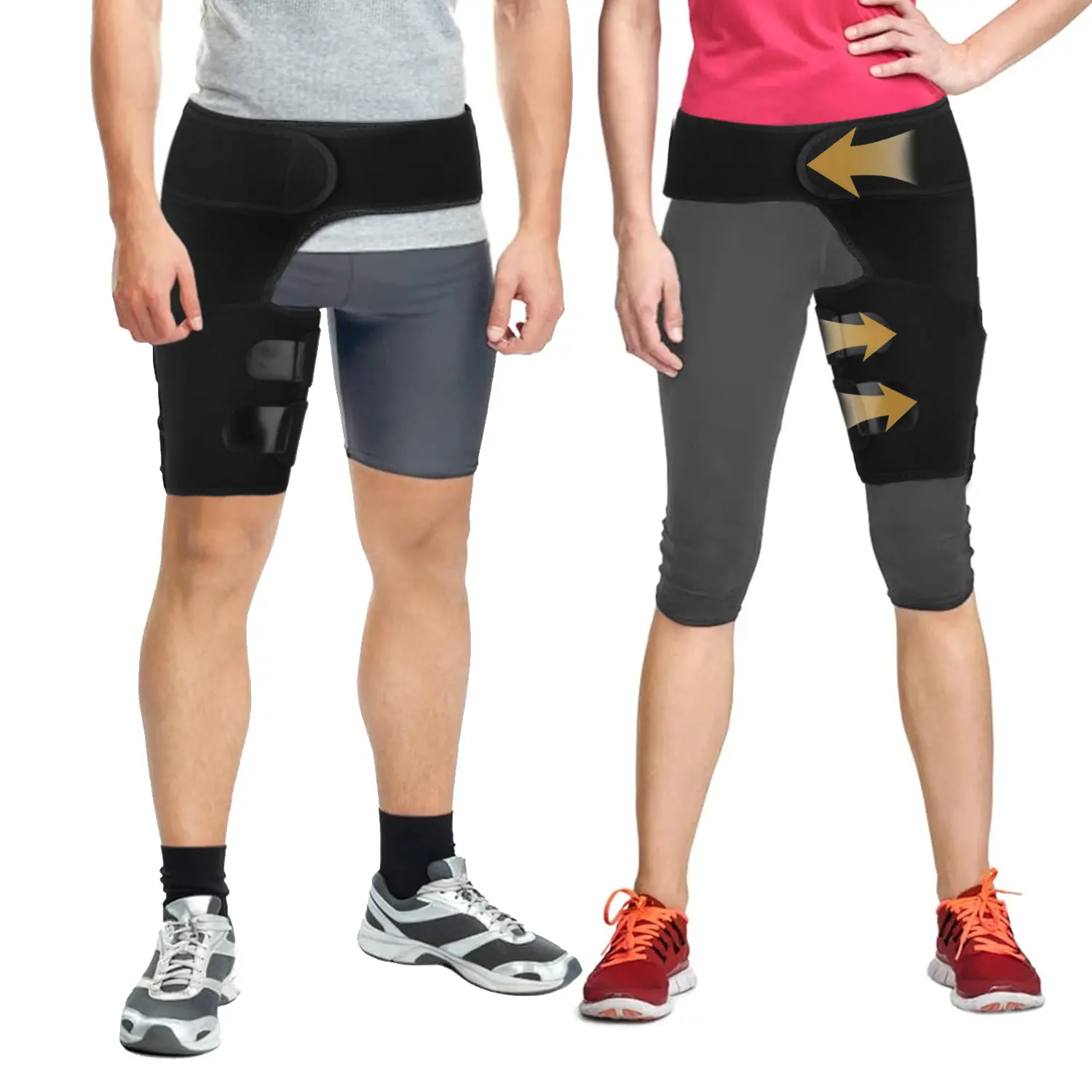 Hip & Leg Compression Sleeve - Adjustable Velcro Strap, Breathable Neoprene Leg Protector, Sports Compression Sleeves for 32-44 in, Sciatica Relief, Arthritis Relief, Sports Injury Prevention, All-Day Athlete Support