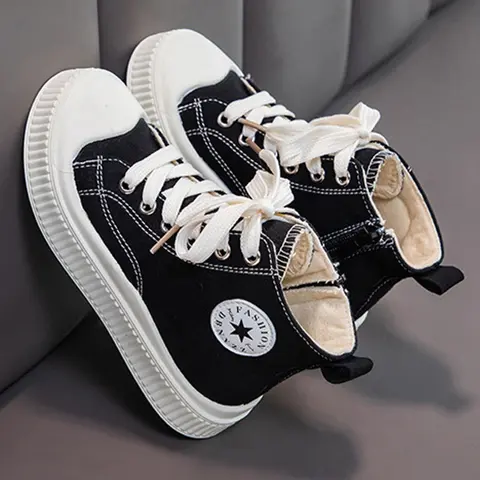 Unisex Kids Anti-Slip Canvas Sports Shoes, Casual Trainers, Nonslip Trainers, Indoor and Outdoor Activities, Comfortable and Stylish, Zipper Design, Casual Sneakers