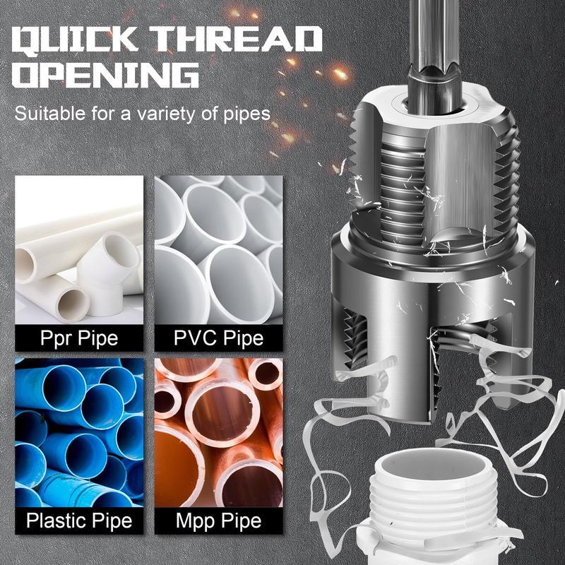 Water Pipe Threading Tool Pipe Thread Cutting Tool 1/2'' 3/4'' PVC Pipe Thread Cutting Tool, Upgrade Pipe Thread Cutting Tool for Plumbing DIY Repairs