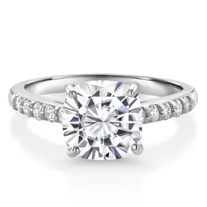 Gem Stone King 2-3 Cttw Gemstone Birthstone and Lab Grown Diamond Engagement Ring for Women | 10K White Gold | Cushion 8MM | Wedding Engagement Anniversary Ring