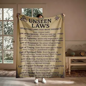 Law Of Reciprocity Flannel Blanket, The Unseen Laws Spiritual Karma Resonance All-Seeing Eye Pattern Soft Warm Throw, Cozy Nap Blanket for Sofa Couch Bed Wall Hanging, Witchy Occult Gift for Seeker Her Him, Birthday Christmas Halloween Gift