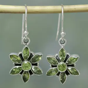 New cross-border pastoral hollow flower inlaid resin earrings