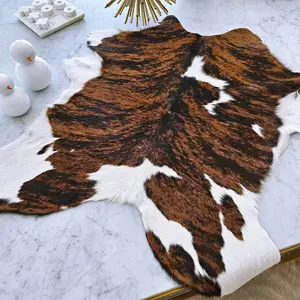 Tricolor Calf Hide Rug – Small Genuine Cowhide Accent for Floor or Decor