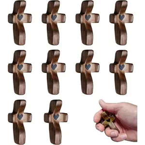 10/3 Pcs Wooden Cross Decorations, Multi-functional Anxiety Relief Fidget Cross, Spiritual Religious Symbols, Hanging Ornaments for Home Festive Decor & Gifting
