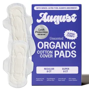 August Combo Pads - 16 Regular Pads, 16 Super Pads | Zero-Feel. Organic Cotton