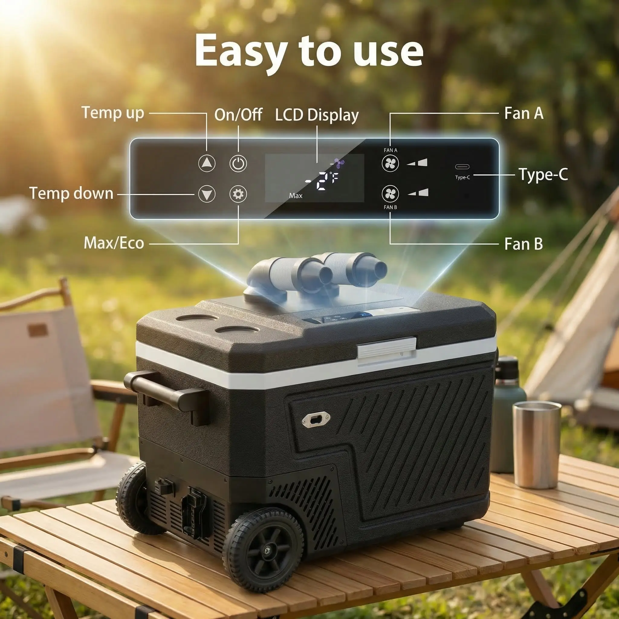 12 Volt Refrigerator, Summervibes, 48QT(45L) Portable Freezer with Air Cooler  12/24V DC 100-240V AC Tool Battery Interface, Car Refrigerator -4~68 for  Camping, Fishing, Travel, Picnic RCB1008 - TikTok Shop
