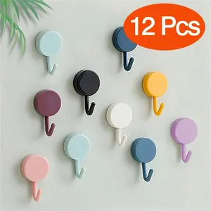 Waterproof Wall Hook, Small Plastic Macaron Colors, No Drilling, Bathroom, Shower, Door, Multi-Use Towel and Key Holder, Bohemian Style