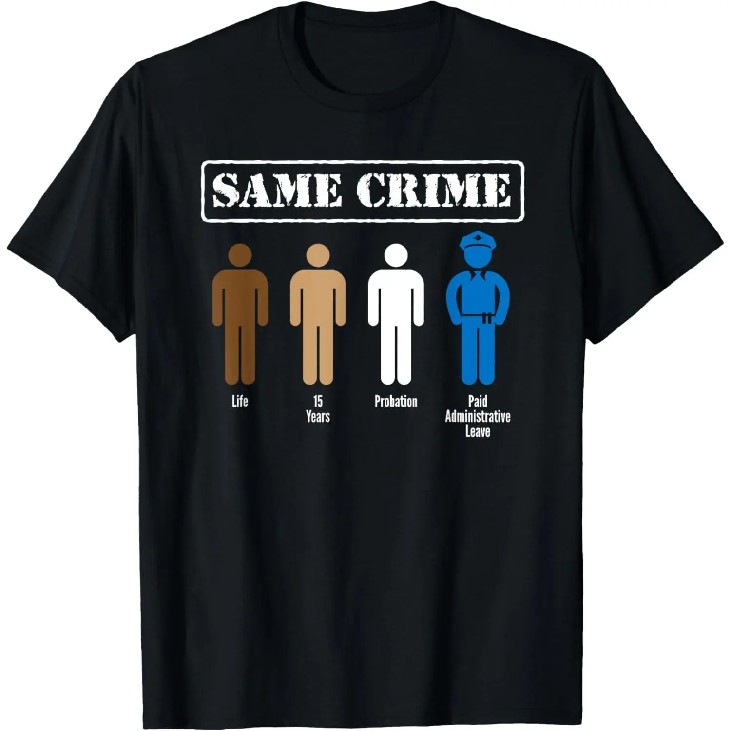 Women's Short-Sleeve Fit Style Cotton T-Shirt, Unisex Funny Satirical "Same Crime Different Time", Shortsleeve, Piece, Fabric, Casual
