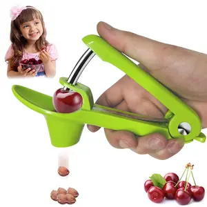 Cherry Pitter - Stainless Steel Cherries Corer Pitter Tool with Hand-held Push Design Save Time & Space for Making Cherry Jam with Lock Design