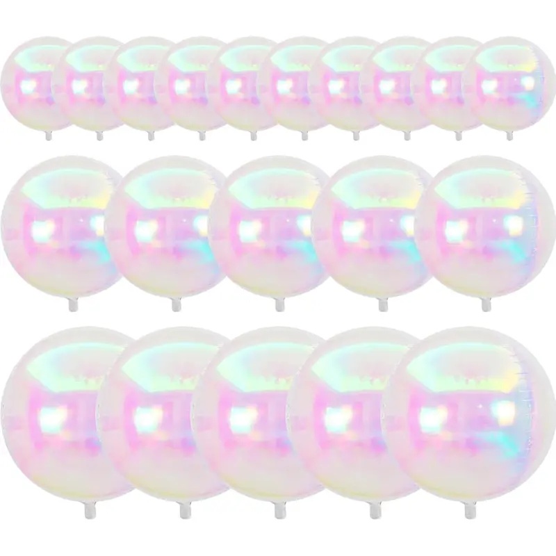 Glitter Aluminum Foil Balloons 20 Different Sizes 22 Pack 12inch 10inch Large Round Aluminum Foil Sphere 4D Inflatable Mirror Ball Polyester Film Balloons Suitable for Wedding Anniversary Birthday Disco Party Decoration