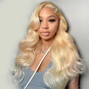 OQ HAIR 26 Inch Blonde Wig 4X6 Lace Closure Glueless Wigs Human Hair 180% Density Body Wave Lace Front Wigs Pre Plucked 613 Straight Wear Go Wig