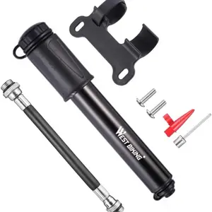 Mini Bike Pump Portable 80 PSI Bicycle Tire Pump Fits Presta and Schrader Valve,