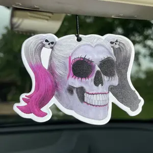 Car Air Freshener Skull Statue Goddess Hilton, Rearview Mirror Hanging & Vent Clip, Natural Material, Long-Lasting 90 Days, Alcohol-Free