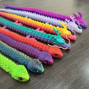 8-Piece Set, 3D Printed Dragon and Snake Models, Articulating Animal Figurines, 4 Dragons + 4 Snakes, 12-Inch Jointed, Decorative Home Desk Decor, Garden Aquarium Decoration, Gift Idea