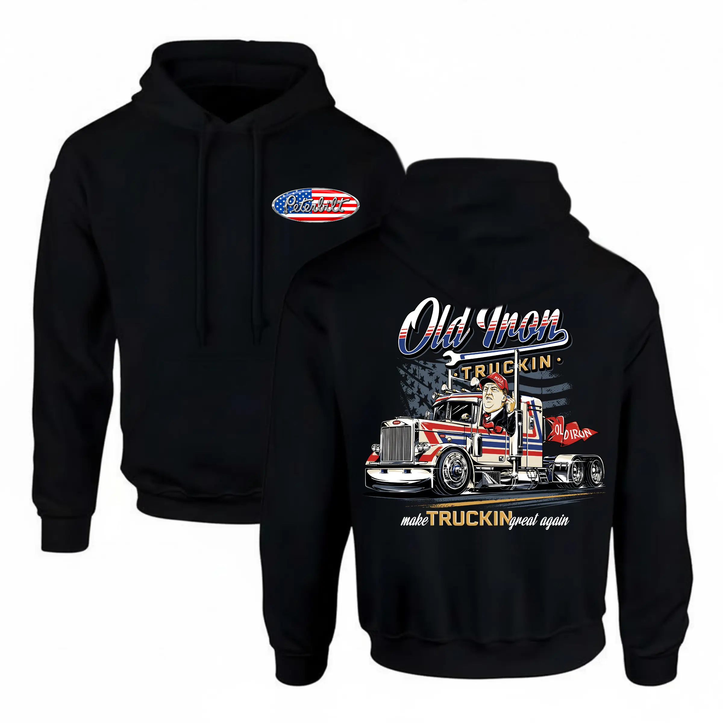 Peterbilt Old Iron Truck Shirt, Patriotic USA Graphic Tee, Retro Trucker Outfit, Car Lover, Summer Top