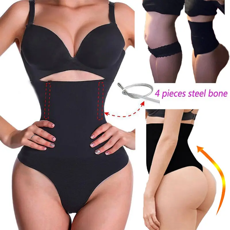 Women High Waist Tummy Control Thong Shapewear Shaping Thong Panties Body Shaper Underwear