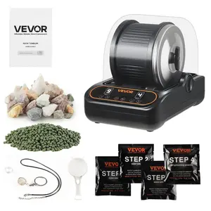 VEVOR Rock Tumbler, 3 lb Rock Polishing Machine, Rocks Tumbling Kit with 4 - Speed Adjustment, 1 - 9 Day Timer, PC Sound Reduction Cover TPU Drum, Direct Drive Motor Rocks Polishing, Quiet OperationVEVOR Super Brand Day