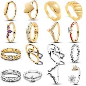 2026  925 Silver, Heart-Shaped Butterfly Ring, Sizes 6, 7, 8, 9, Perfect for European Women's Exquisite Charm Jewelry