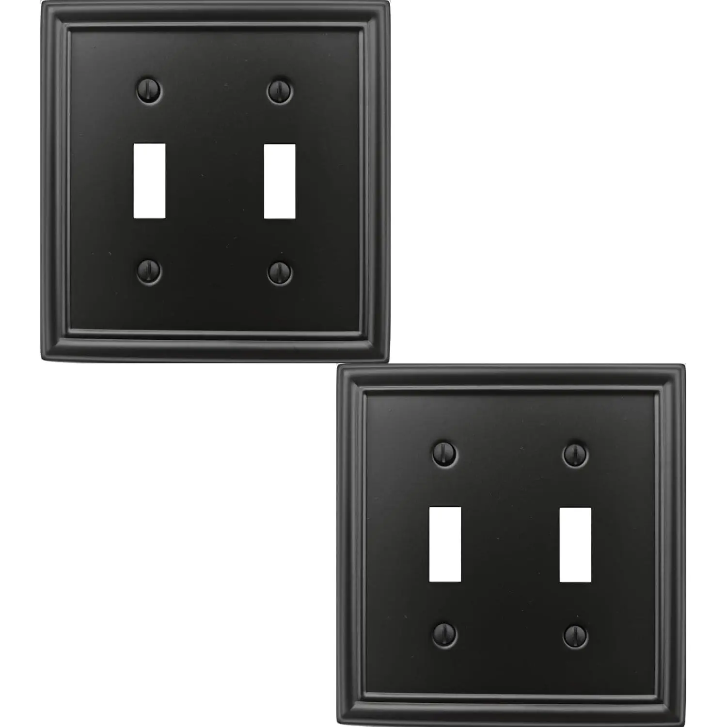 Luca 2-Pack 2-Gang Double Toggle Decorative Metal Wall Plate, Durable Electrical Switch Cover for Kitchens, Living Rooms, Bathrooms