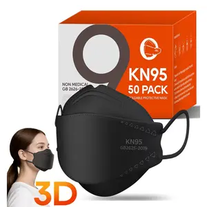 50 Pack Black KN95 Face Masks for Adults, Disposable Breathable Comfortable Protective Masks, 95%+ Filter Efficiency Safety Face Covers for Daily Indoor Outdoor Use