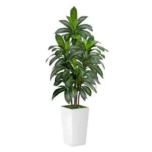 Dracaena Tree 5FT 6FT Artificial, 60in Tall Faux Dracaena Tree with 15.7 White Planter, Fake Potted Tree for Indoor & Outdoor Home Office Decor