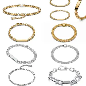 925 Sterling Silver Bracelets for Women - Minimalist Paperclip Chain Pearl Beaded Bracelet Dainty Stackable Jewelry Gift for Her