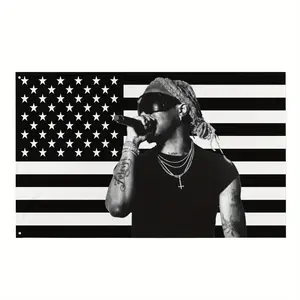 Destroy Lonely Flag - Opium American Flag Limited Edition by Filthy Prints, 3x5 FT, Polyester, Bold Black & White Design with Microphone & Glasses, Music-Themed Wall Art, Music Room Decor | Vibrant Print Quality | Durable Polyester, American Flag Decor