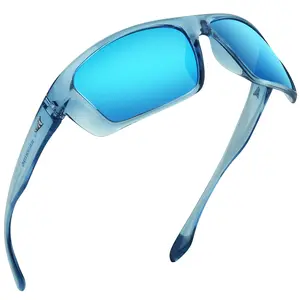 KastKing Huzzah Polarized Sport Sunglasses for Men & Women - Blue Smoke Lenses, UV Protection, Impact Resistant, Oleophobic Coating, Grilamid Frames