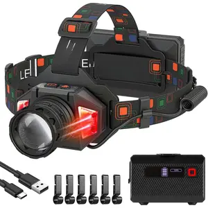 LED Headlamp Rechargeable, 3000 Lumens Head Lamp Battery Power |         9 Modes |         72H Long Battery Life |         Motion Sensor |         Red Light |         IP65 Waterproof |         90 °         Adjustable Headlight for Hardhat, Camping, Hiking